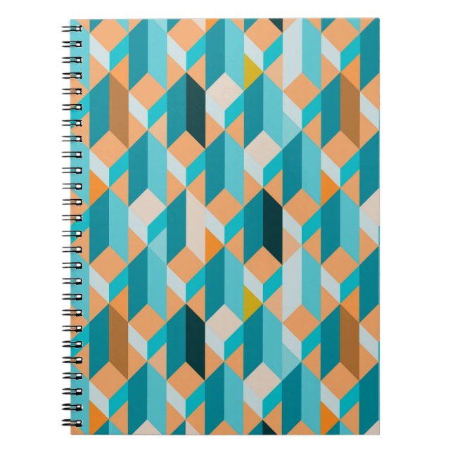 Carnet Motif turquoise et orange de formes (Devant)