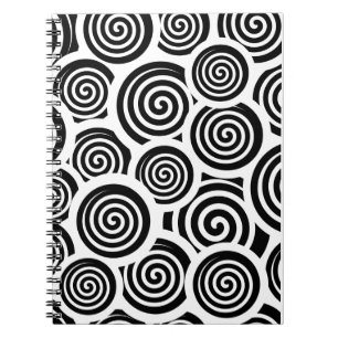 Carnet Motif vectoriel spirale noire et blanche