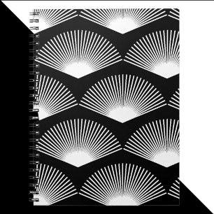 Carnet Motif Ventilateur blanc Art déco Arrière - plan no