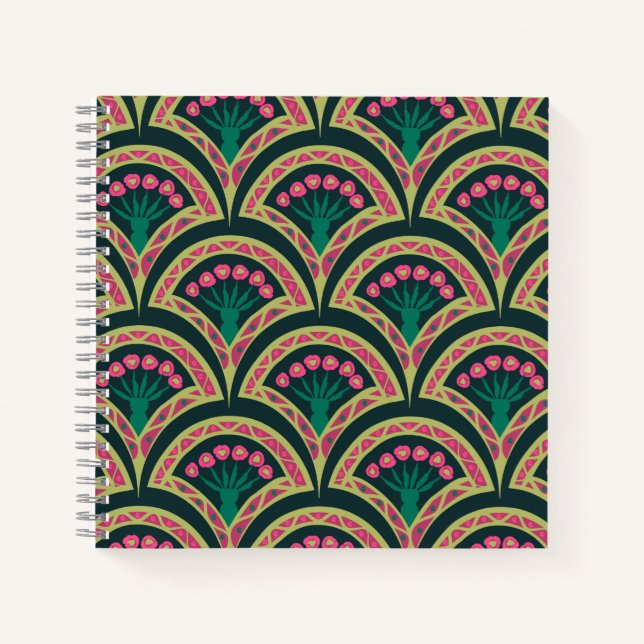 Carnet motif vert en forme de coque (Devant)