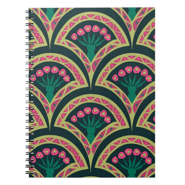 Carnet motif vert en forme de coquille (Devant)
