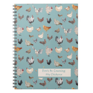 Carnet motif vert-gris de poulet heureux
