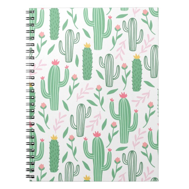 Carnet Motif vert violet de plante de cactus (Devant)