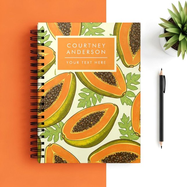 Carnet Motif vibrant de papaye tropicale et de feuilles (Créateur téléchargé)