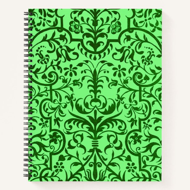 Carnet Motif victorien vert (Devant)