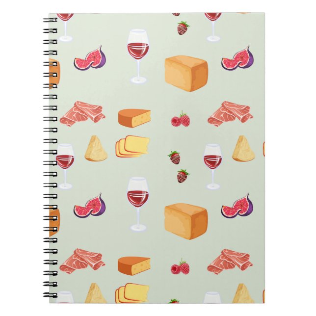 Carnet Motif Vin et Fromage (Devant)