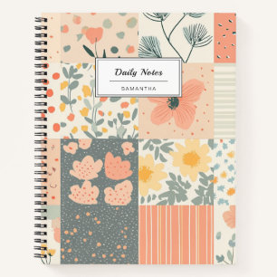 Carnet Motif vintage à écailles florales - Pastel (2)