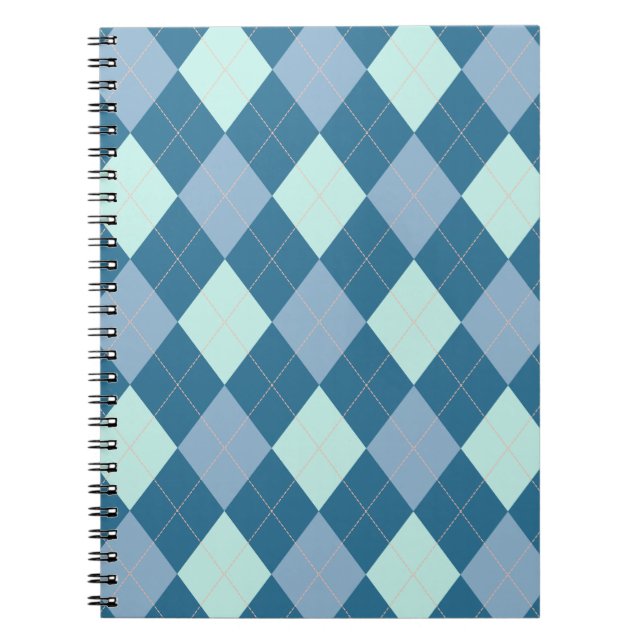 Carnet Motif vintage Argyle bleu (Devant)