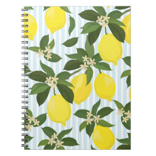 Carnet Motif vintage aux agrumes sans couture sur fond bl