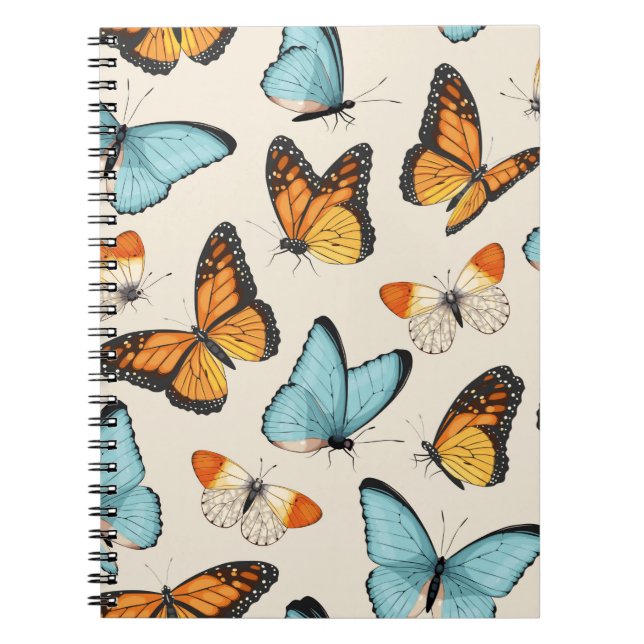 Carnet motif vintage avec papillon tropique haut détaillé (Devant)