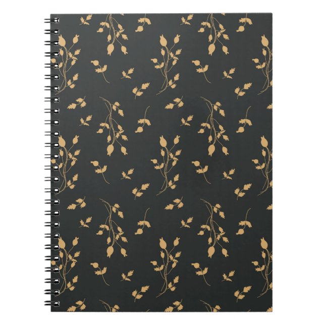 Carnet motif vintage avec silhouettes baies et feuilles (Devant)