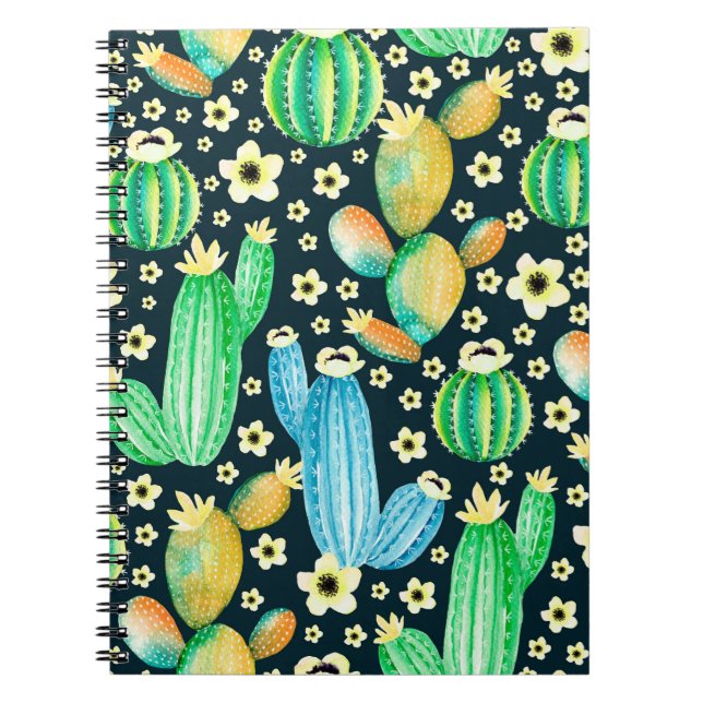 Carnet Motif vintage avec succulents. Cactus aquarelle (Devant)
