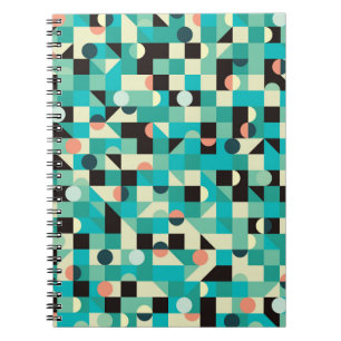 Carnet motif vintage avec triangles et cercles.