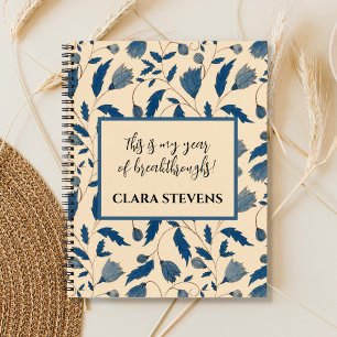Carnet Motif Vintage chic inspiré bleu floral
