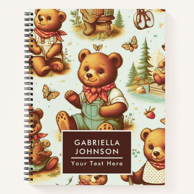 Carnet Motif vintage Cute Teddy Bear (Devant)