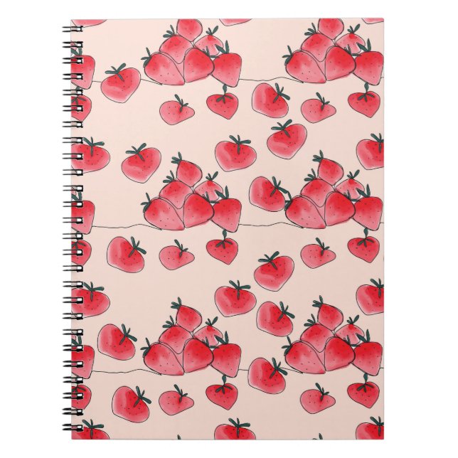 Carnet Motif vintage d'aquarelle de fraise libre (Devant)