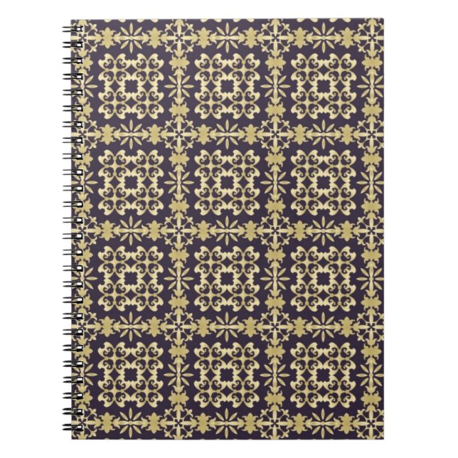 Carnet Motif vintage de damassé d'art, d'or (Devant)