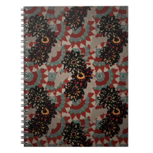 Carnet motif vintage fleuri sans couture. Rouge, beige et