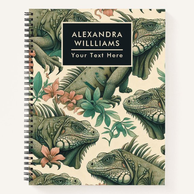 Carnet Motif vintage Iguana (Devant)