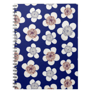 Carnet motif vintage japonais continu fleurs de prune