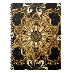 Carnet motif vintage sur arrière - plan noir avec or el
