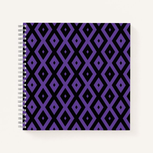 Carnet Motif violet et diamant noir (Devant)