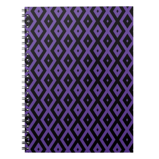 Carnet Motif violet et diamant noir (Devant)