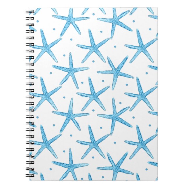 Carnet Motif Watercolor Blue Sea Stars (Devant)