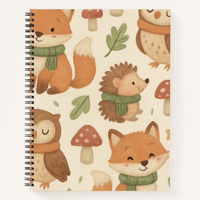 Carnet Motif Whimsical Woodland Animaux (Devant)