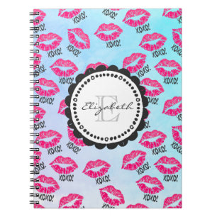 Carnet Motif XOXO avec Monogramme de lèvres Kissy Rose él