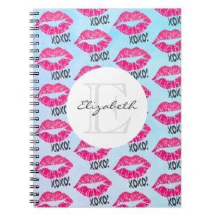 Carnet Motif XOXO avec Monogramme de lèvres Kissy Rose él