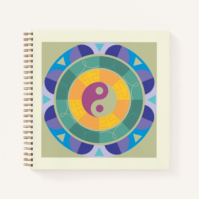 Carnet Motif Yin Yang Coloré (Devant)