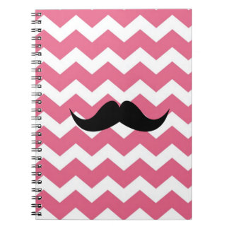 Carnet Motif zigzag chevron rose moustache noire chic