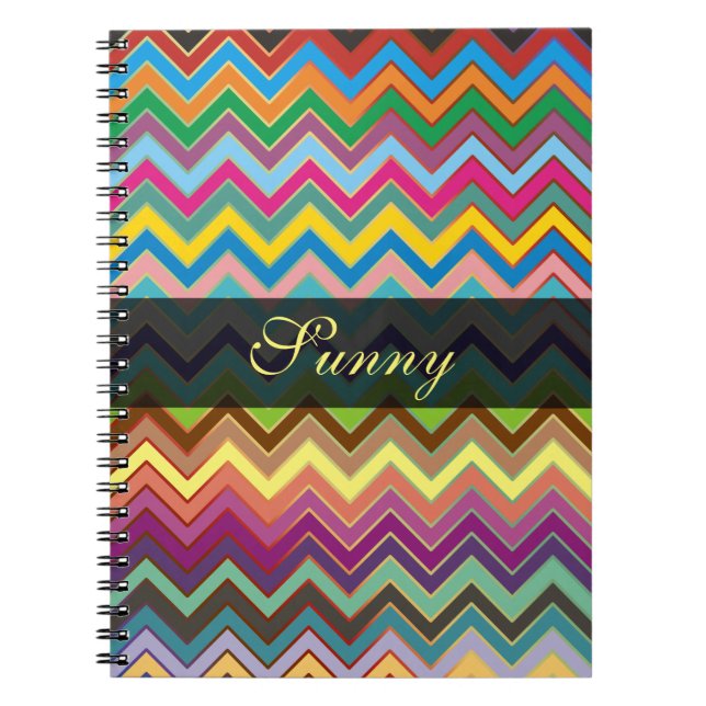 Carnet Motif ZIGZAG - couleur + votre texte (Devant)