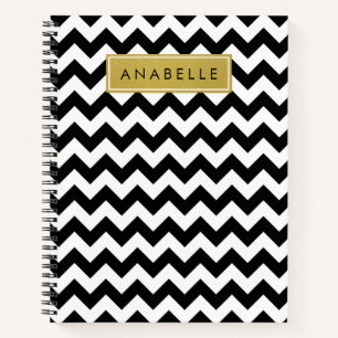 Carnet Motif Zigzag noir et blanc, Votre nom
