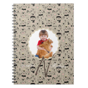 Carnet Motifs de chat Monogramme Photo personnalisée de v