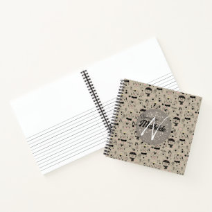 Carnet Motifs de chats Monogramme Personnalisé Unique Enf