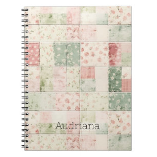 Carnet Motifs de courtepointe floraux rose menthe occiden