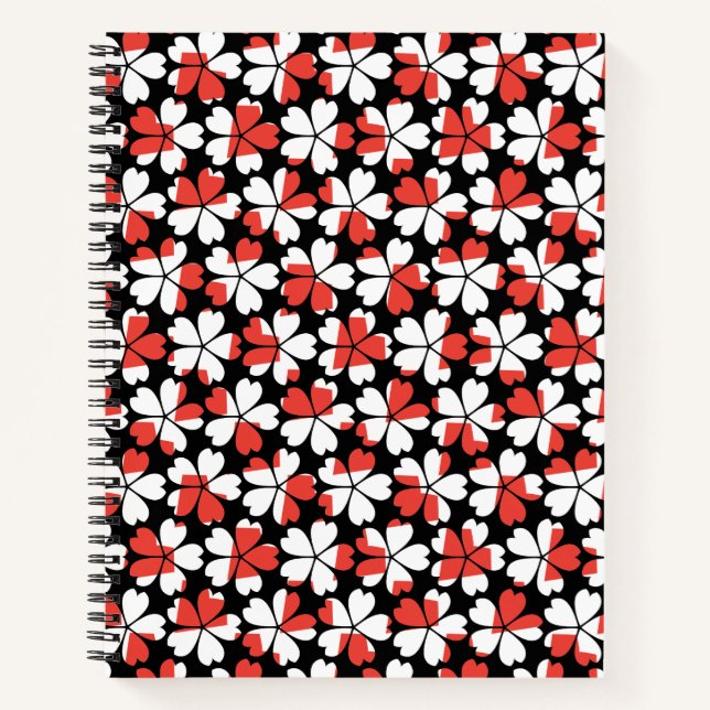 Carnet Motifs de fleurs blanches rouges mignons (Devant)