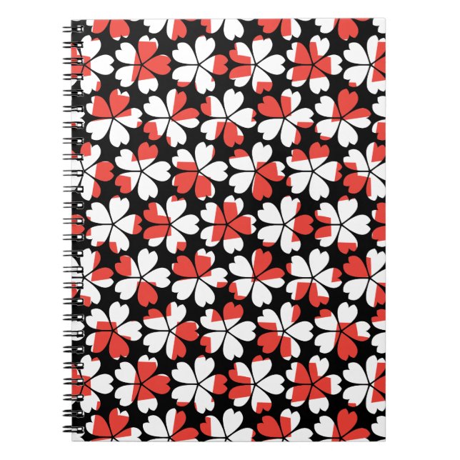 Carnet Motifs de fleurs blanches rouges mignons (Devant)