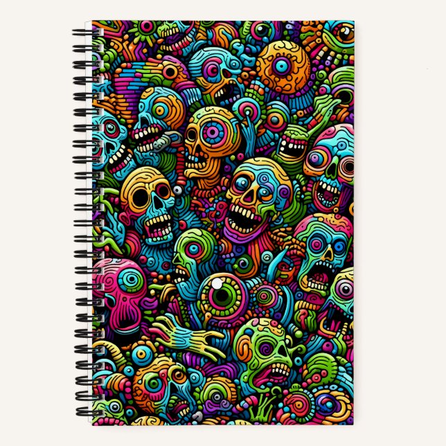 Carnet Motifs de zombie de différentes couleurs (Recto)