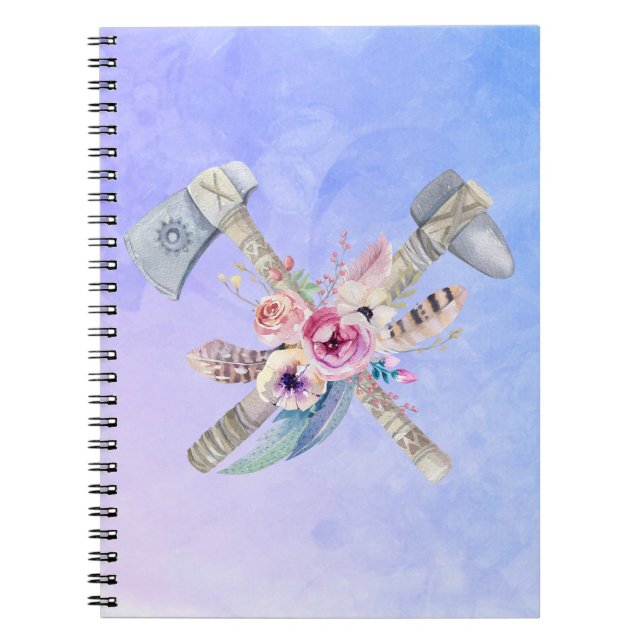 Carnet Motifs et fleurs Tomahawk Aquarelle Design (Devant)