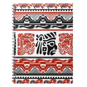 Carnet Motifs indiens, rouge noir, motif sans couture.