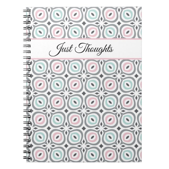 Carnet Motifs tendance de gris pastel, rose et bleu  (Devant)