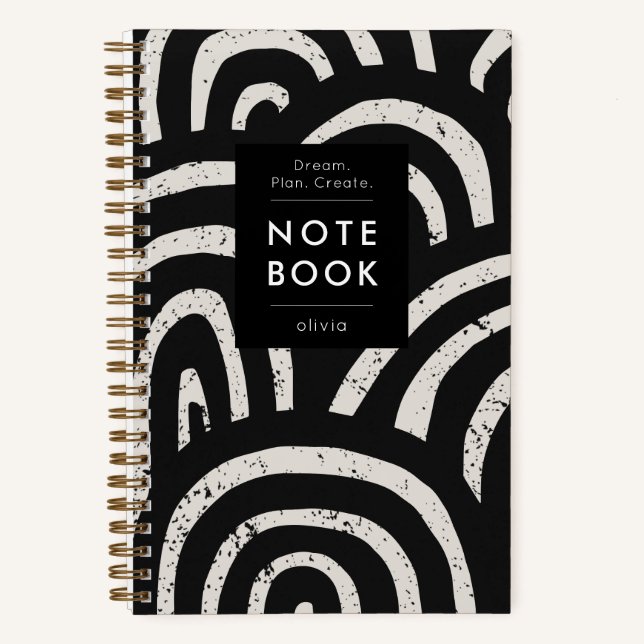 Carnet Motivation de motif d'arche noir moderne (Recto)