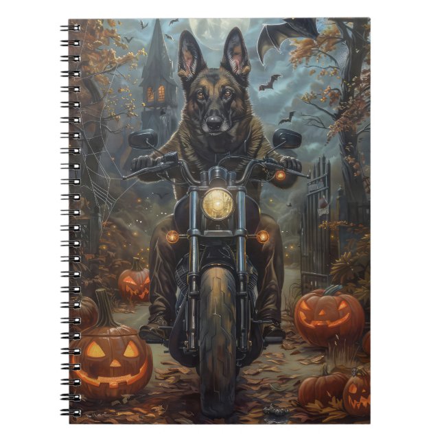 Carnet Moto berger belge Halloween effroi (Devant)