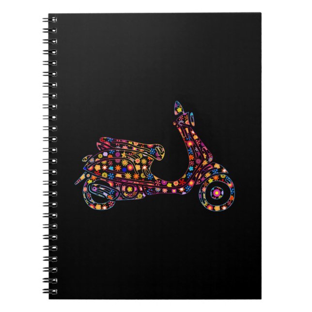 Carnet Motocyclette à moteur à fleurs (Devant)