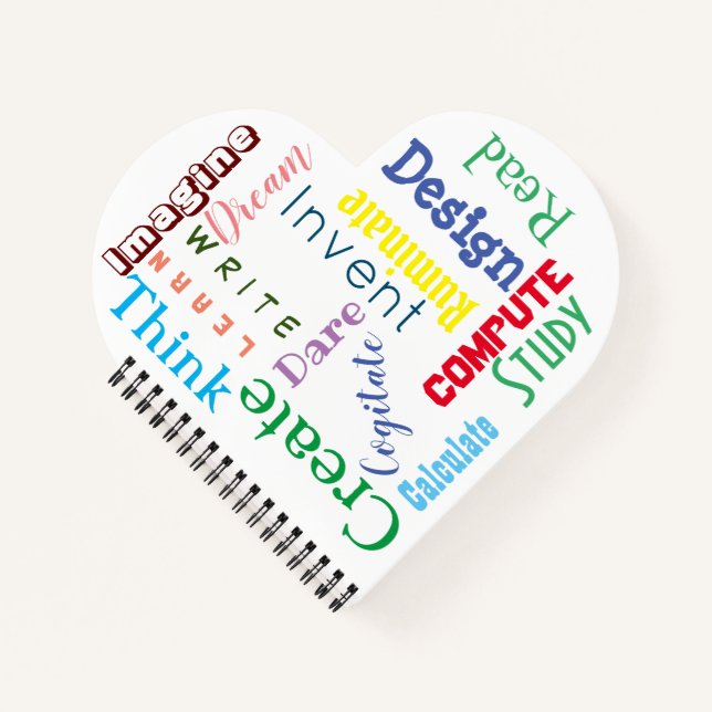 Carnet Mots Inspirants Colorés Étudiants Coeur (Devant)