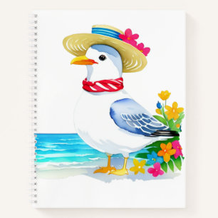 Carnet Mouette de mer avec casquette de plage & foulard