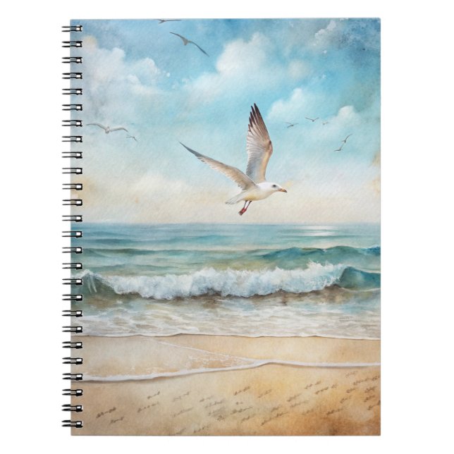 Carnet Mouettes volant sur une plage (Devant)